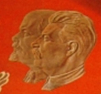Detail of 1951 poster of Stalin and Pioneers by A.A. Kokorekin